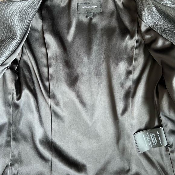 Mackage Kenya Black Pebbled Leather Motorcycle Jacket - Picture 6 of 9